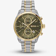 BOSS Mens Grand Prix 44 Two-Tone Green Chronograph Watch 1514227
