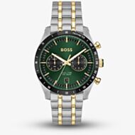 BOSS Mens Tourmaster Two Tone Green Dial Chronograph Watch 1514287