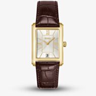 BOSS Mens Principle Gold Tone Brown Leather Strap Watch 1514300