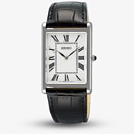 Seiko Mens Classic Black Leather Strap Dress Watch SWR103P1