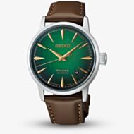 Seiko Mens Presage Cocktail Time 'Mint Mist' Green Dial Leather Strap Watch HCB002J1