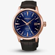 Seiko Mens Presage Cocktail Time 'Corcovado' Blue Dial Leather Strap Watch HCB005J1