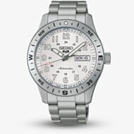 Seiko Mens 5 Sports Field Automatic White Dial Stainless Steel Bracelet Watch HDB007K1