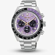 Seiko Mens Limited Edition Prospex Speedtimer 145th Anniversary Solar Chronograph Purple Dial Bracelet Watch HBJ005P1