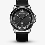 Police Mens Cliff Black Dial Leather Strap Date Watch PEWJB2194540