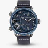 Police Mens Ray Blue Leather Strap Watch PEWJB2195340