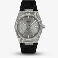 Tissot Mens PRX Damascus Steel Black Leather Strap Watch T137.807.96.081.00