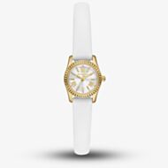Michael Kors Ladies Micro Lexington White Leather Strap Watch MK4900