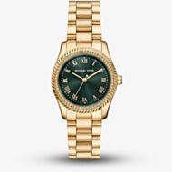 Michael Kors Ladies Mini Lexington Green Dial Gold - Tone Bracelet Watch MK7622