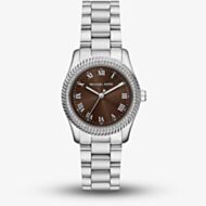 Michael Kors Ladies Mini Lexington Brown Dial Silver - Tone Bracelet Watch MK7624