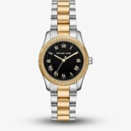 Michael Kors Ladies Gold Silver Mini Lexington Pavé Black Dial Two -Tone Bracelet Watch MK7625