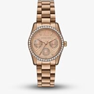 Michael Kors Ladies Mini Lexington Pavé Brushed Beige Gold -Tone Bracelet Watch MK7631
