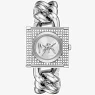 Michael Kors Ladies Chain Lock Silver Watch MK4718