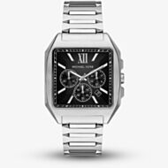 Michael Kors Mens Hayes Oversized Black Dial Silver - Tone Sport Bracelet Watch MK9283