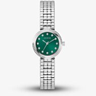 Guess Ladies Clara Silver Tone Green Dial Watch GW0930L1