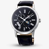 Orient Mens Sun & Moon Black Dial Leather Strap Watch RA-AK0010B