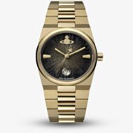 Vivienne Westwood Ladies Hoxton Gold Tone Black Dial Watch VV332MTGD