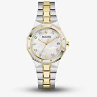 Bulova Ladies Prestige Two-Tone Mother Of Pearl Bracelet Watch 98P234