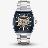 Bulova Mens Maquina Automatic Blue Dial Skeleton Watch 98A319