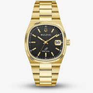 Bulova Ladies Super Seville Black Dial Gold Tone Bracelet Watch 97B246