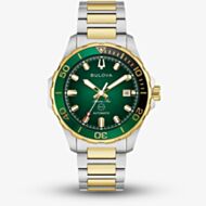 Bulova Mens Marine Star Green Dial Two Colour Bracelet Watch 98B467