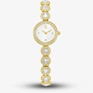Swarovski Ladies Una Angelic Golden White Dial Bracelet Watch 5750500