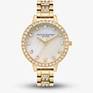 Olivia Burton Ladies Treasure White & Gold Bracelet Watch OB16MOP33