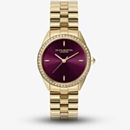 Olivia Burton Gold Tone Stone Set Purple Dial Watch 24000272