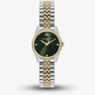 Olivia Burton Ladies Highbury Green Dial Two-Tone Stainless Steel Bracelet Watch 24000387