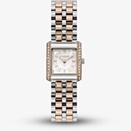 Olivia Burton Ladies Berkley Silver Dial Square Two Tone Bracelet Watch S/S 24000384