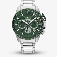 Tommy Hilfiger Mens Bank Chronograph Green Dial Bracelet Watch 1792293
