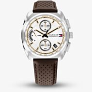 Tommy Hilfiger Mens Cole Chronograph White Dial Leather Strap Watch 1792270