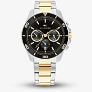 Tommy Hilfiger Mens Jordan Chronograph Black Dial Two Tone Bracelet Watch 1792095
