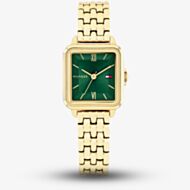 Tommy Hilfiger Ladies Mia Green Dial Gold Tone Watch 1782858