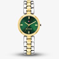 Tommy Hilfiger Ladies Annie Two Tone Green Dial Bracelet Watch 1782927