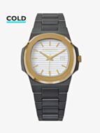 KAMAWATCH Vintage Pegaso Gold Plated Grey and White Plastic Bracelet Watch KWP24
