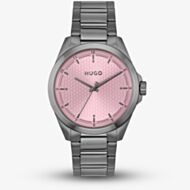HUGO Mens #Seam Pink & Grey Bracelet Watch 1530454