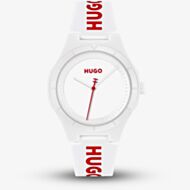 HUGO Mens #Lit White Dial Rubber Strap Watch 1530345