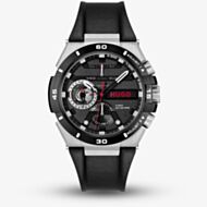 HUGO Mens #Wild Black Dial Leather Strap Watch 1530336