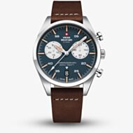 Swiss Military Mens Vintage Chronograph Brown Leather Strap Watch SM34090.04