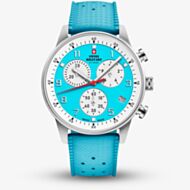 Swiss Military Mens Minimalist Chronograph Light Blue Dial Rubber Strap Watch SM34114.15