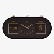 Hometime Black & Gold Calendar Alarm Clock 9771