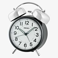 Seiko Twin Bell Round Black Alarm Clock QHK063K