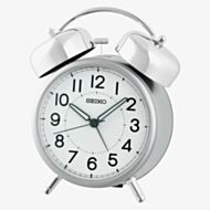 Seiko Twin Bell Round Silver Alarm Clock QHK063S