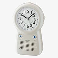 Seiko White Plastic Desk Recordable Alarm Clock QHE158L