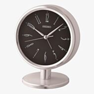 Seiko Clocks Silver Round Alarm Mantel Clock QHE186S
