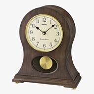 Seiko Gold Pendulum Dark Wooden Mantel Clock QXQ037B