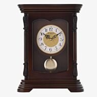 Ornate Brown Wooden Pendulum Mantel Clock W2890