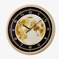 Seiko Retro Gold Moon Dial Round Wall Clock QXA831G