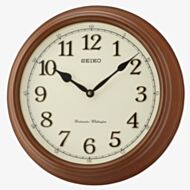 Seiko White Dial Wooden Round Wall Clock QXD214B